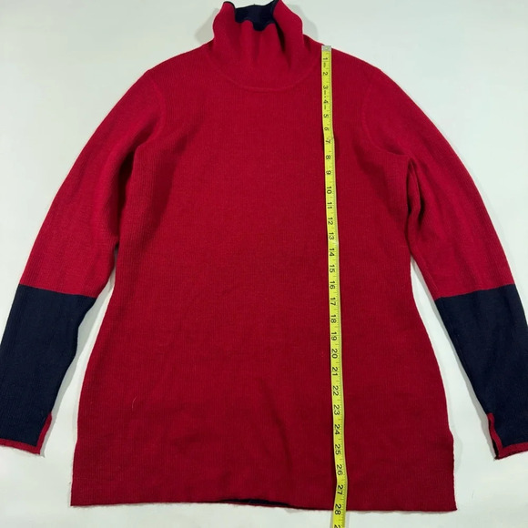 Athleta Switchback Sweater Merino Blend Blue Red Colorblock - Picture 8 of 8